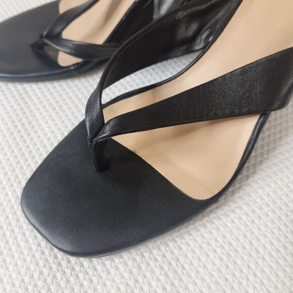 Bleecker and Bond Zetta Wedge Sandal Womens Size 8 Black Leather - Picture 4 of 13